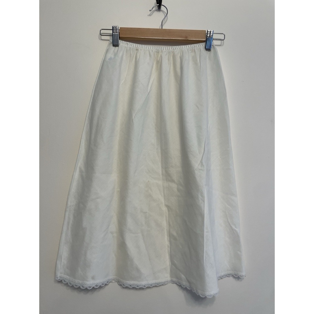 Vtg Warner's Perfect Measure Half Slip Women Small White Lace Trim 25" Lingerie